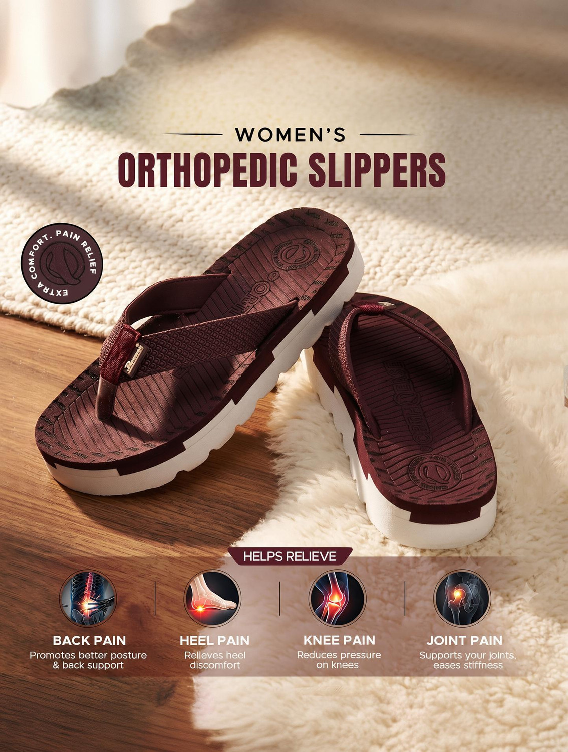 Image of Paragon Women Orthopedic Strong Grip Arch Support Foot Pain Relief Flip Flops