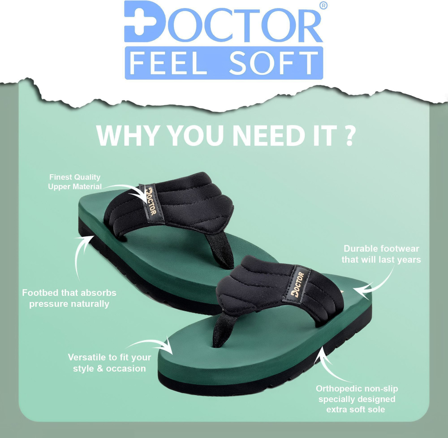 Image of DOCTOR FEEL SOFT Men Slippers Soft Sole Lightweight Design for Comfortable All Day Use Wear! Slippers