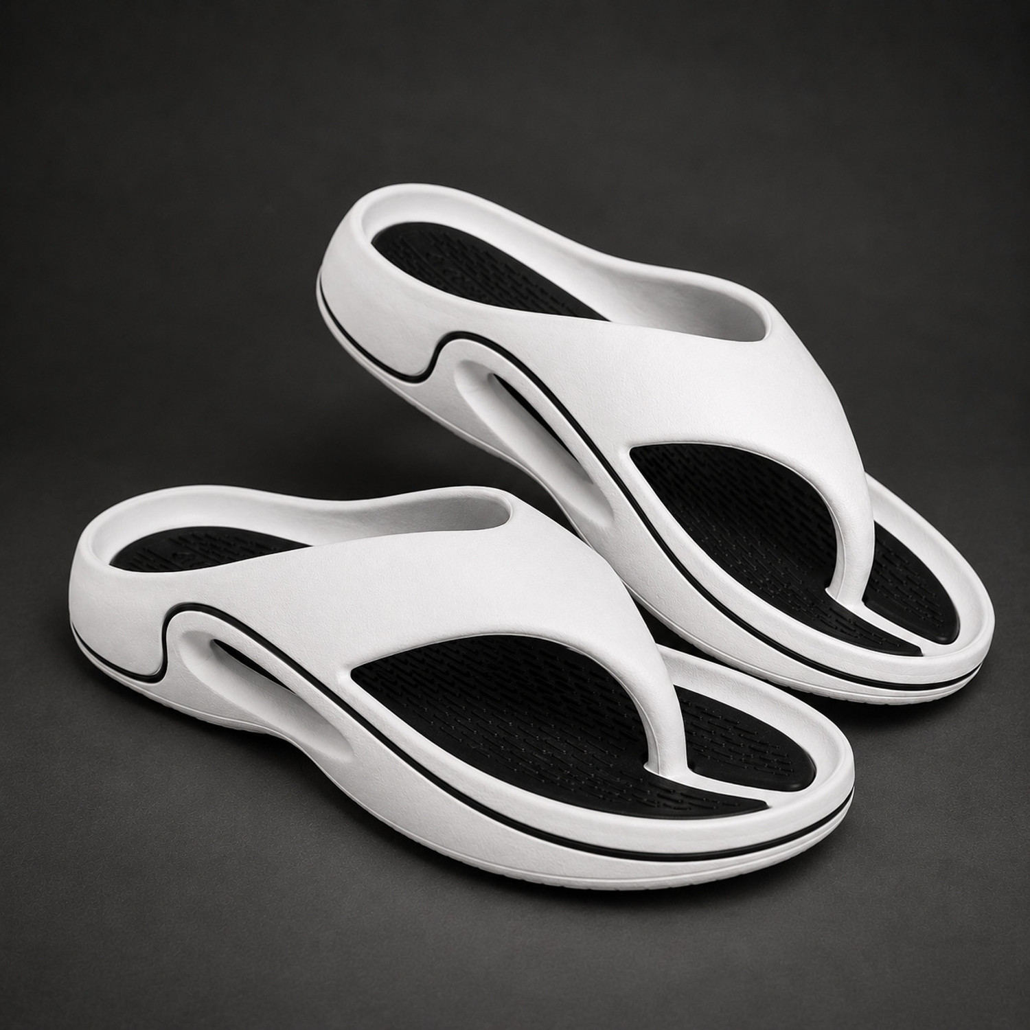 Image of Trekio Men Flip Flops (White, Black, 9)