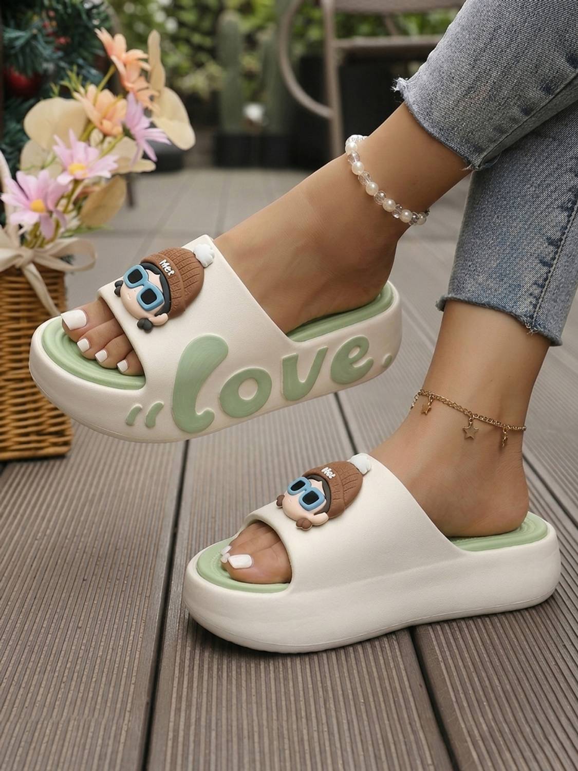 LookShine Women Slides Green - Image 2