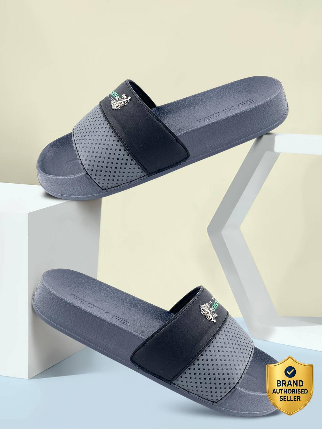 RED TAPE Men Red Slides