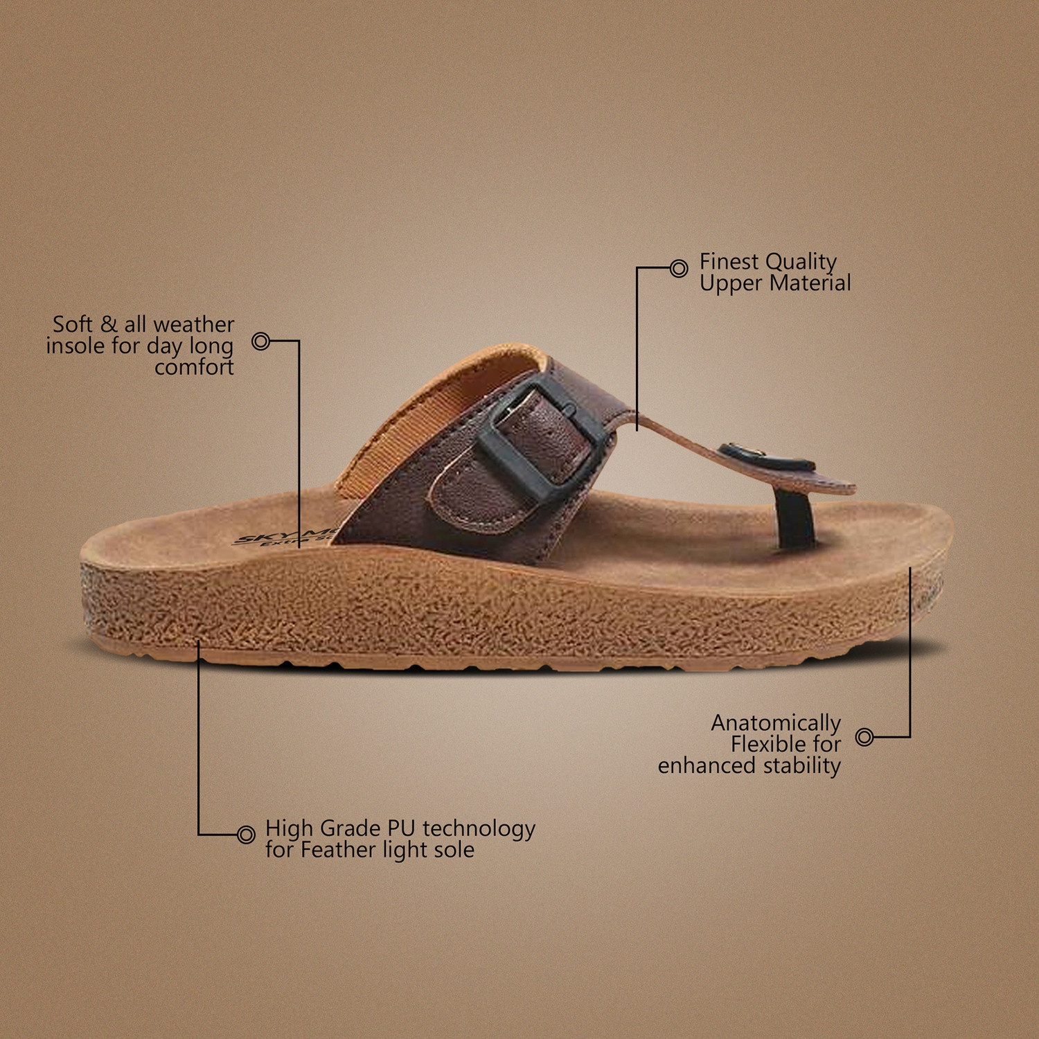 Image of SKYMORE Men Slippers | Orthopedic | Casual Slides | Open Flipflops | Lightweight Slippers