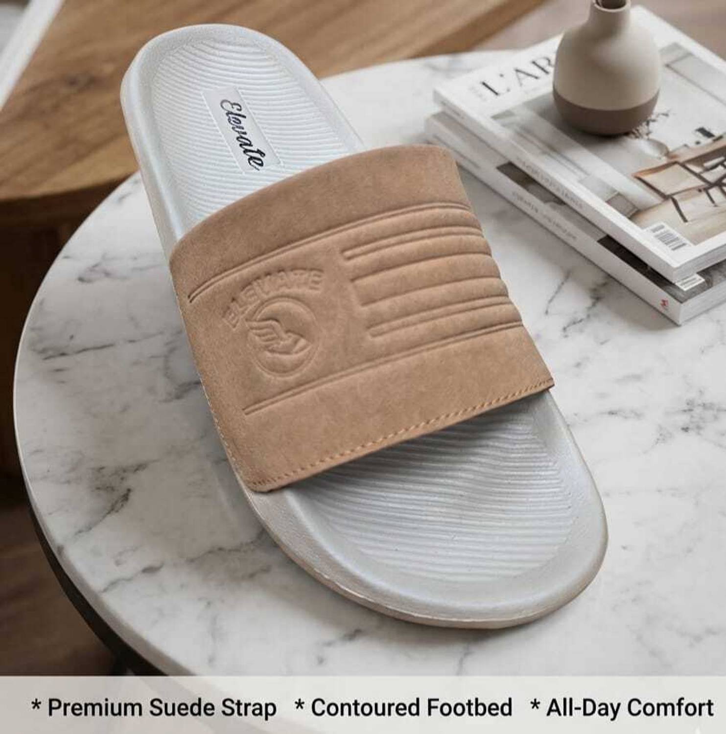 Elevate Steps Men Slides Brown - Image 4