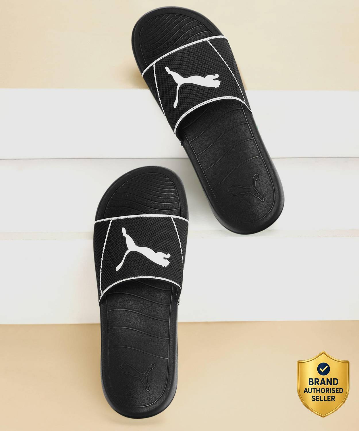 PUMA Men Popcat 20 Shower Slides Black - Image 1