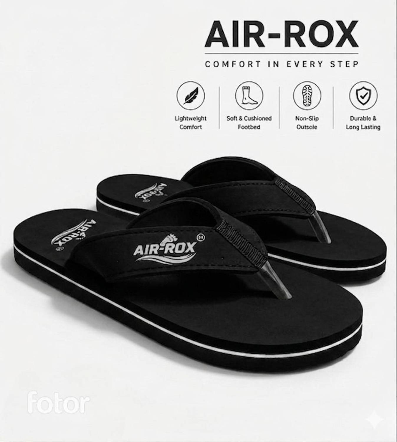 AIR-ROX Men Black Flip Flops - Image 1