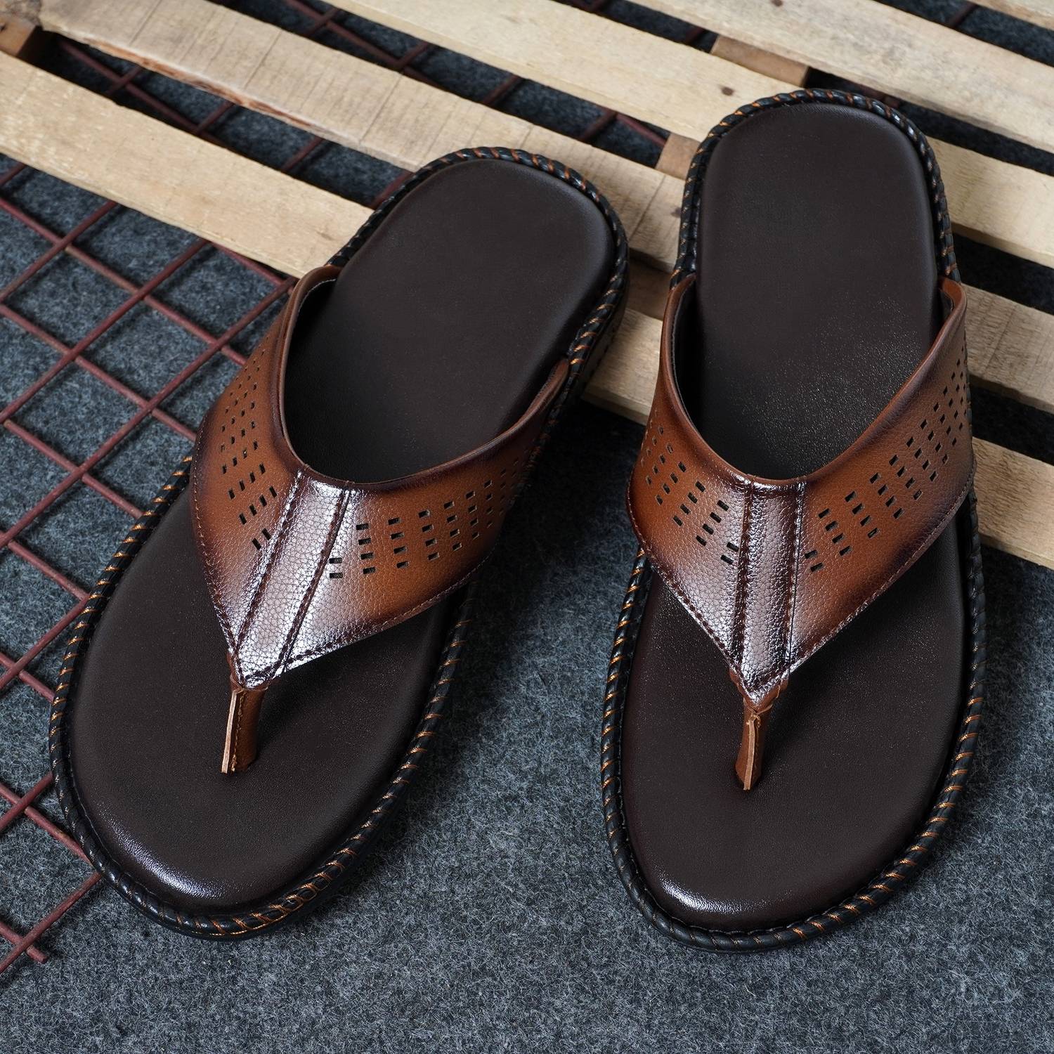 Feet King Men Slippers Brown - Image 5