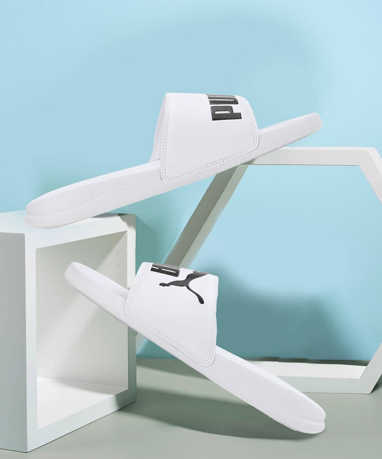 PUMA Men Popcat 20 RES Slides White - Image 2
