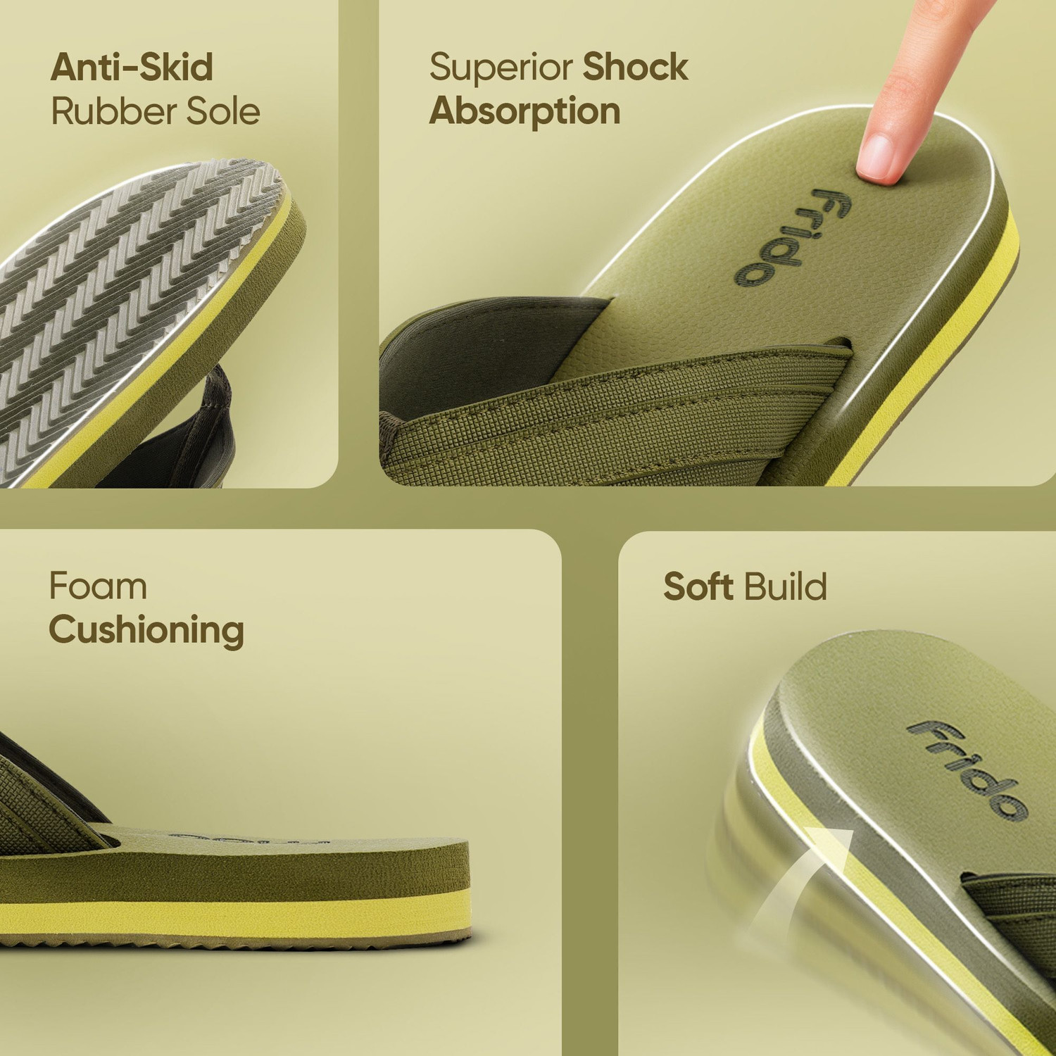 Image of Frido Unisex Cloud Comfort Orthopedic Soft Home Chappal with Anti-Skid Sole Slippers
