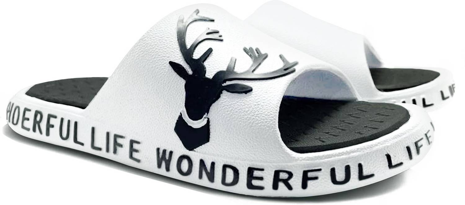 BRUTON Men White Slippers - Image 1