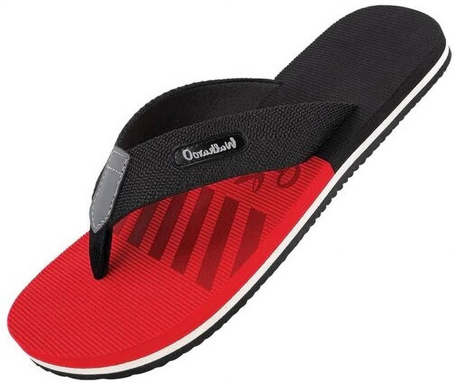 WALKAROO Men Black Flip Flops - Image 2