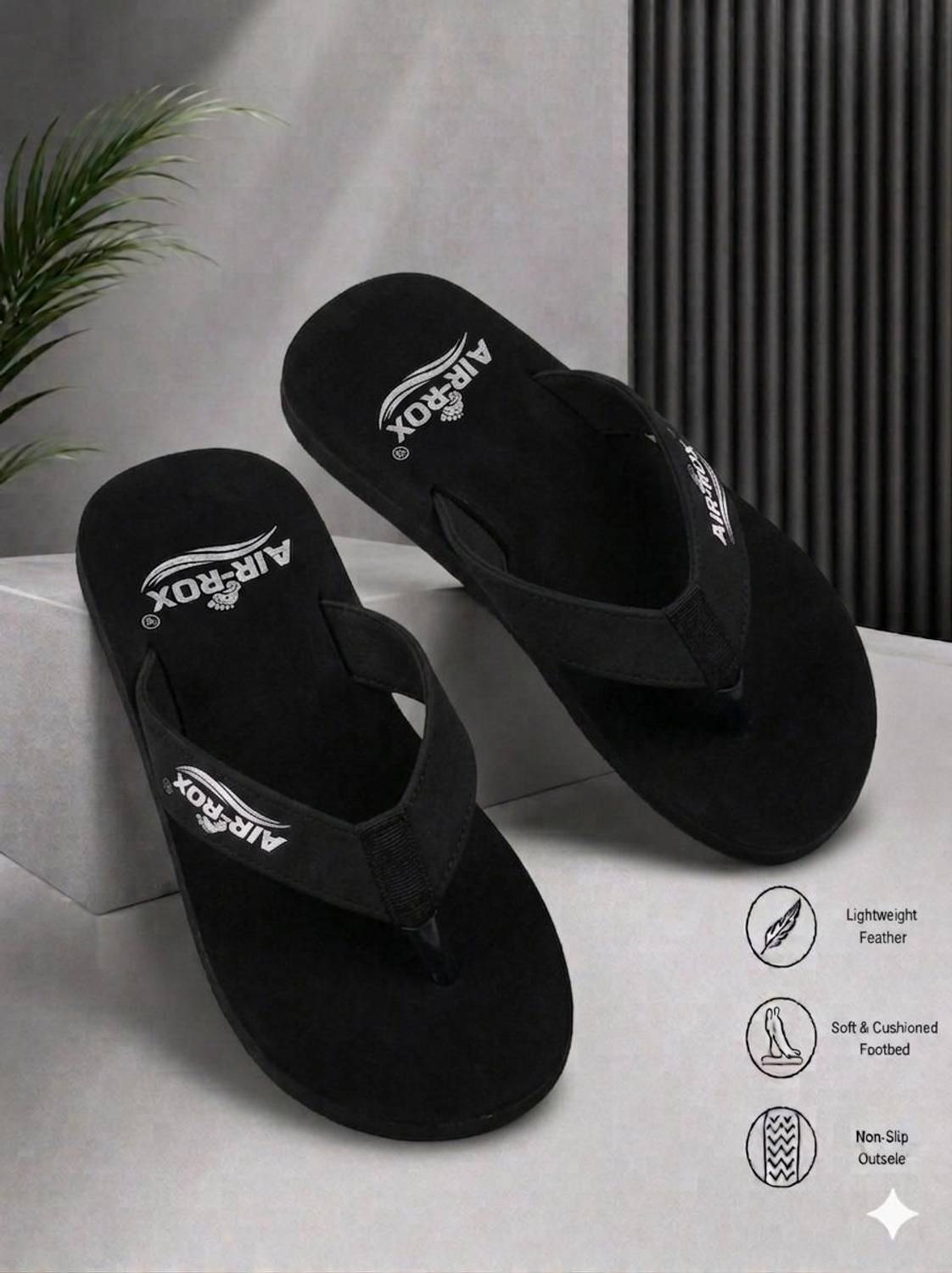 AIR-ROX Men Black Flip Flops - Image 3