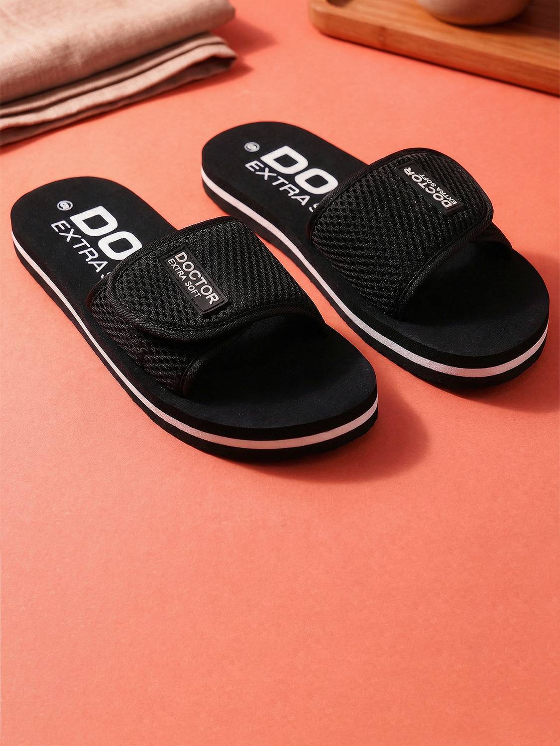 Doctor Extra Soft Women Velcro Adjustable Slides - Image 1
