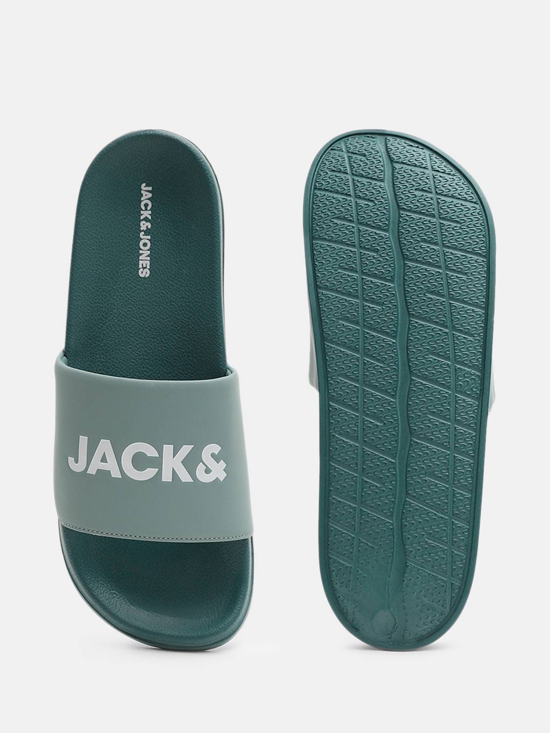 JACK & JONES Men Green Slides - Image 5