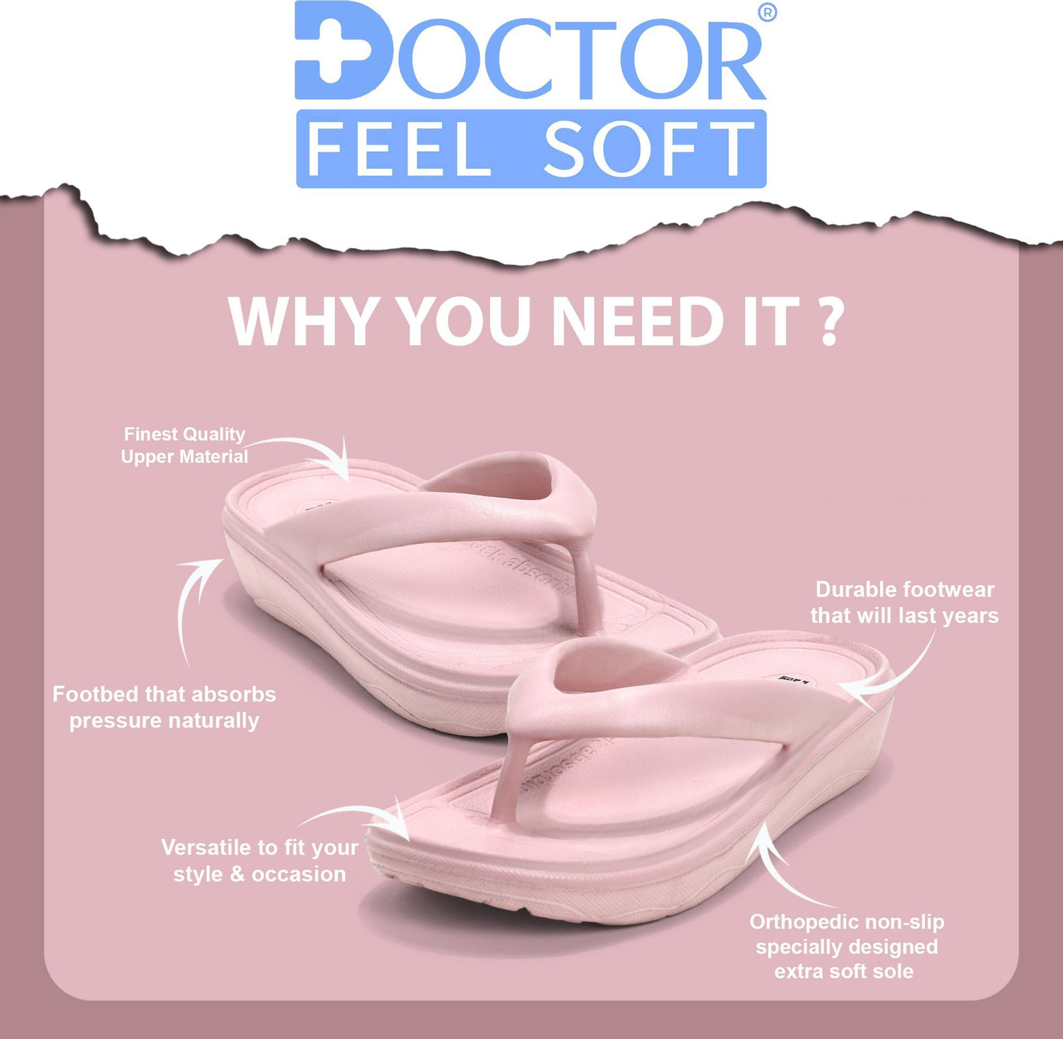 Image of DOCTOR FEEL SOFT Women Slippers Lightweight Soft Cushion Sole for Comfortable Daily Walking Use! Slippers