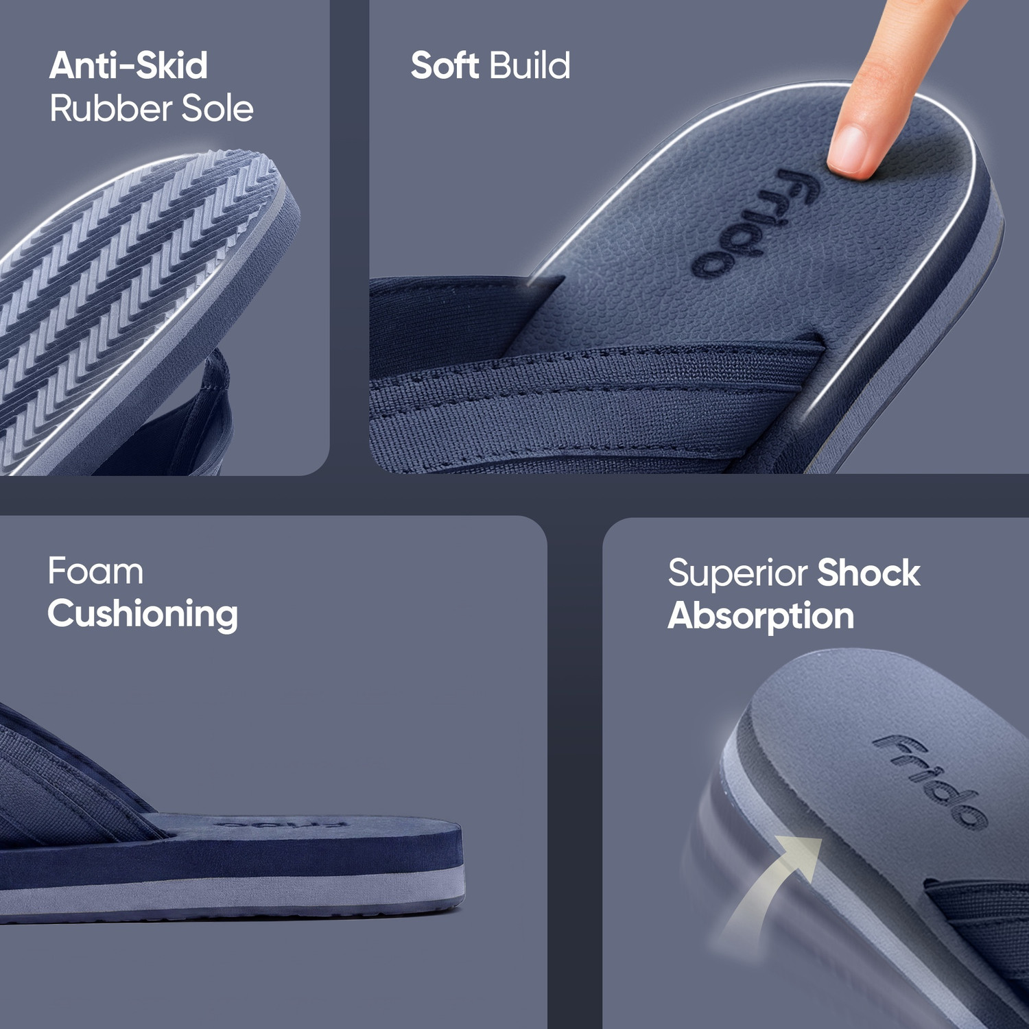 Image of Frido Unisex Cloud Comfort Orthopedic Soft Home Chappal with Anti-Skid Sole Slippers