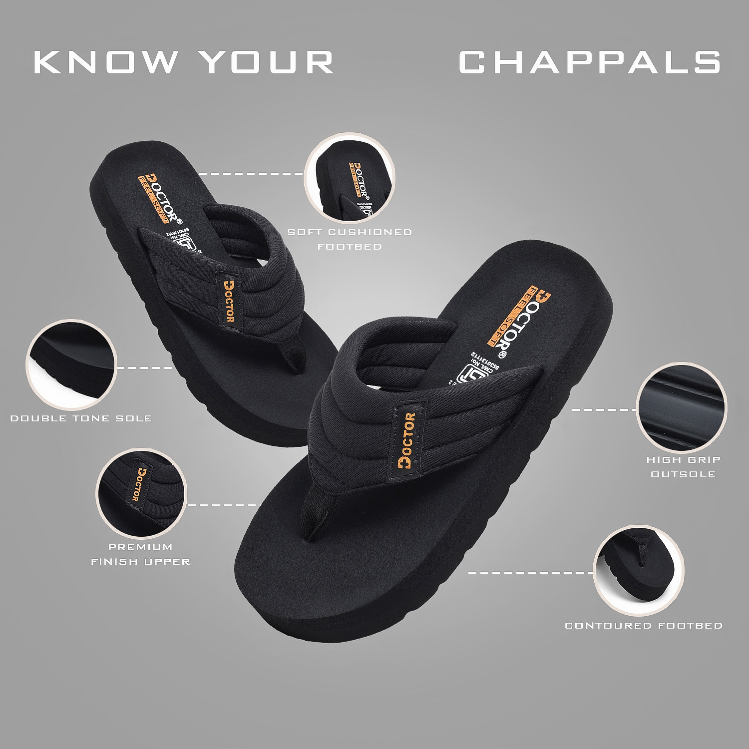 Image of DOCTOR FEEL SOFT Men Men Premium Orthopedic|Soft Cushion|EVA Sole|Lightweight|All-Day Comfort Slipper Slippers
