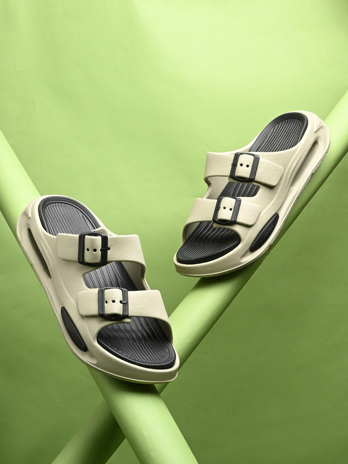 Image of Doctor Health Super Soft Men EVA Double Strap Sandals|Adjustable Buckle|Lightweight Anti-Slip Slippers Flip Flops