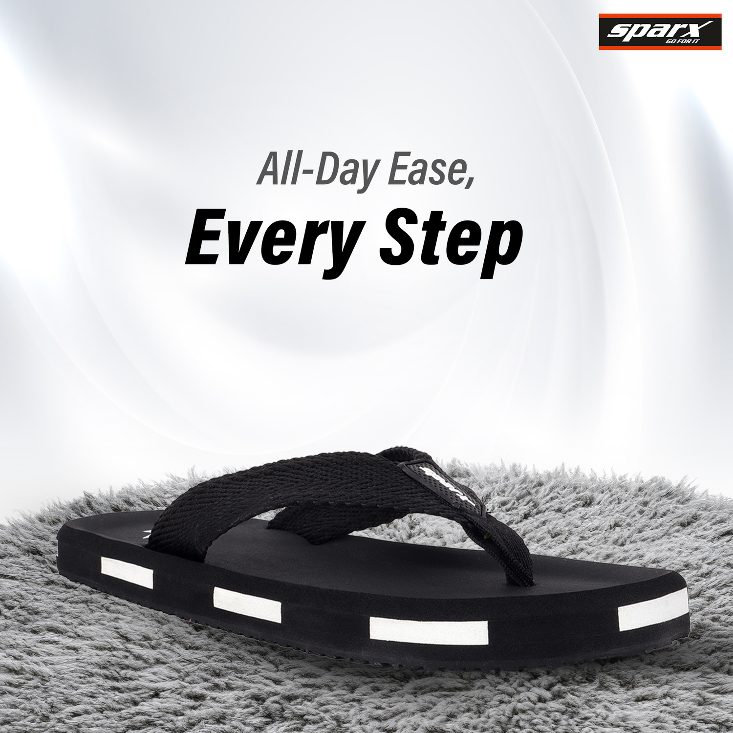 Image of Sparx Men Flip Flops (Black, White, 6)