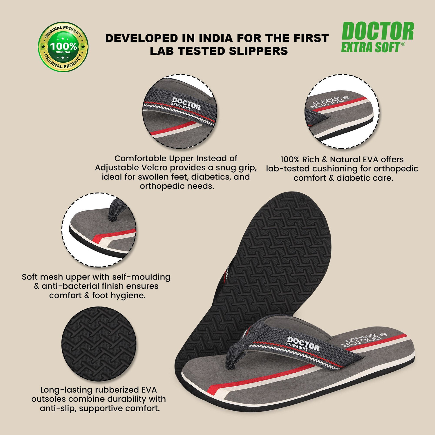 Image of DOCTOR EXTRA SOFT Men House Slipper| Lightweight Durable | Super Soft Comfortable for Men's D-33 Slippers