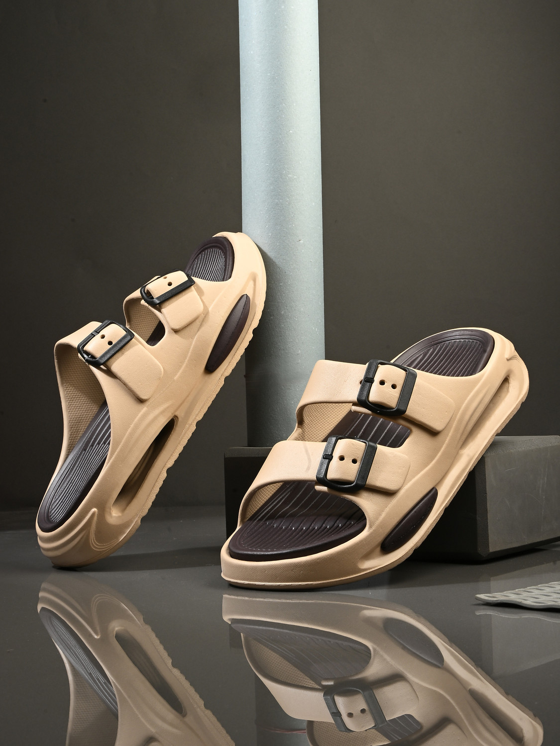 Image of Doctor Health Super Soft Men EVA Double Strap Sandals|Adjustable Buckle|Lightweight Anti-Slip Slippers Flip Flops