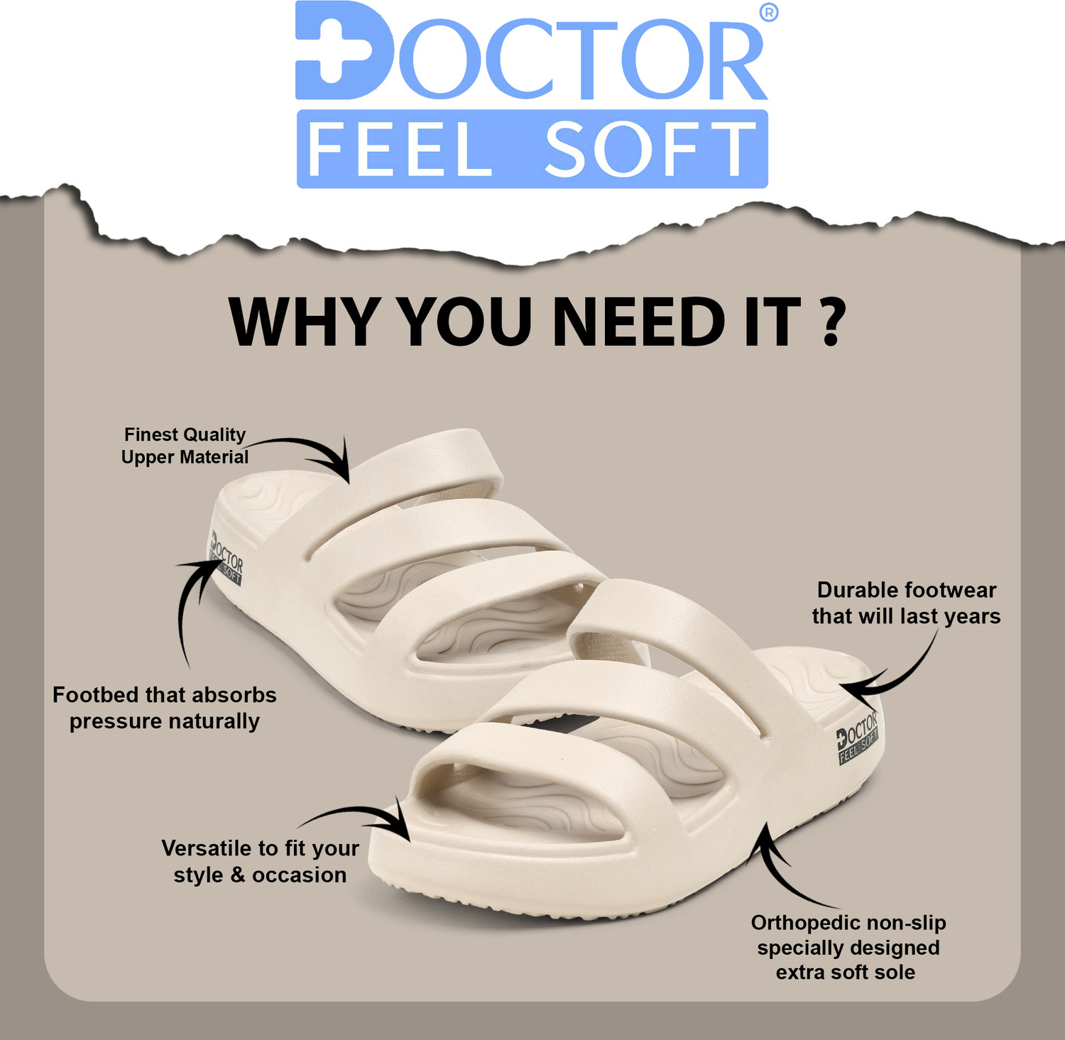 Image of DOCTOR FEEL SOFT Women Slippers with Soft Cushion Sole for Daily Wear Comfort and Support Everyday! Slippers