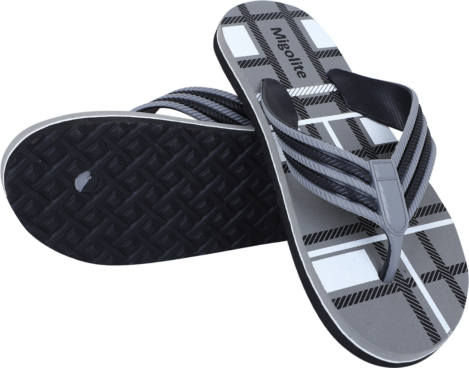 Image of MIGOLITE Men Migolite Men s Stylish Checked Flip Flops Soft Sole Casual Comfort Flip Flops