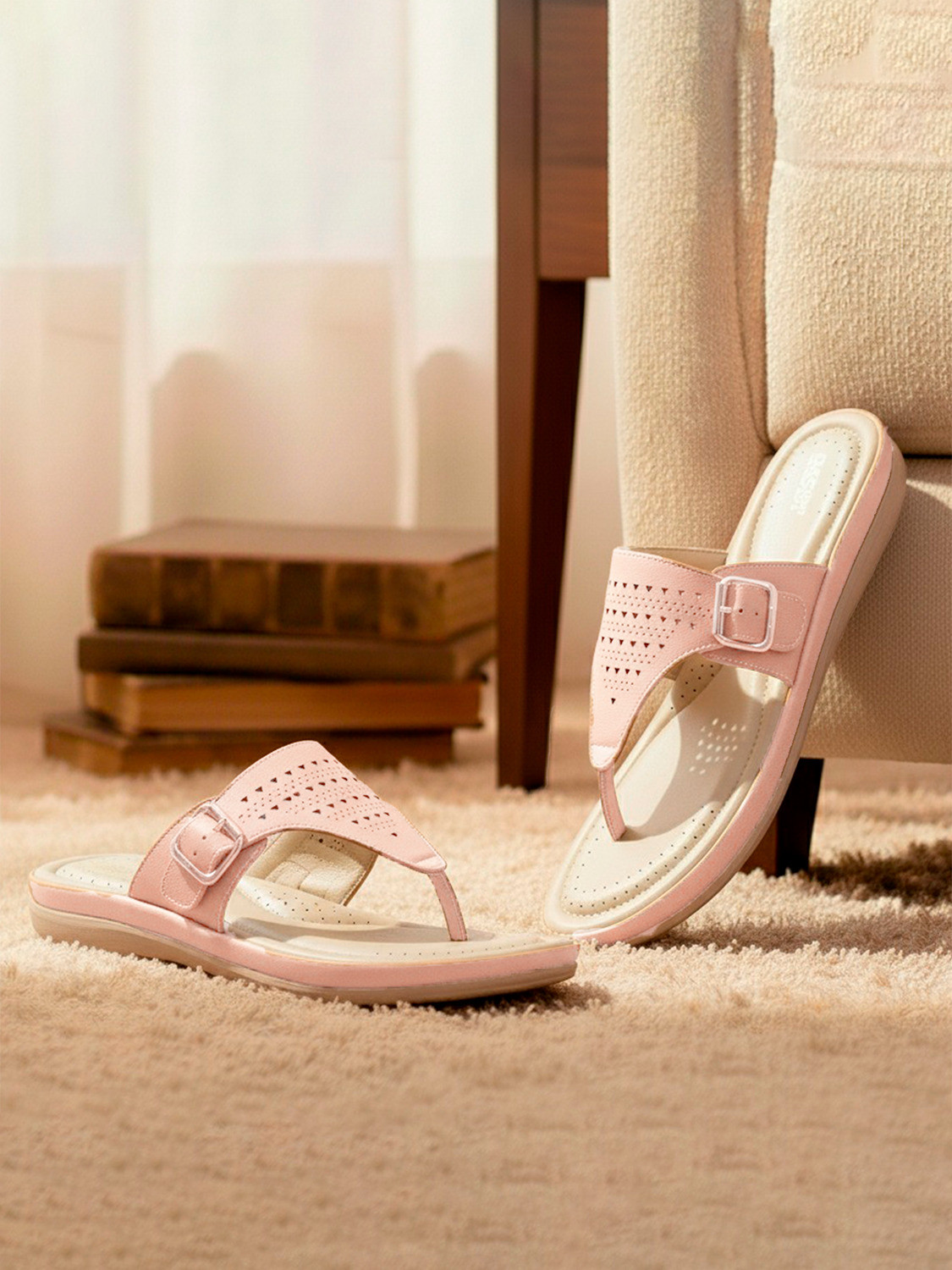 Image of DOCTOR EXTRA SOFT Women Flat Memory Foam Slippers /FlipFlops Comfortable Sandals Adjustable Strap Slippers