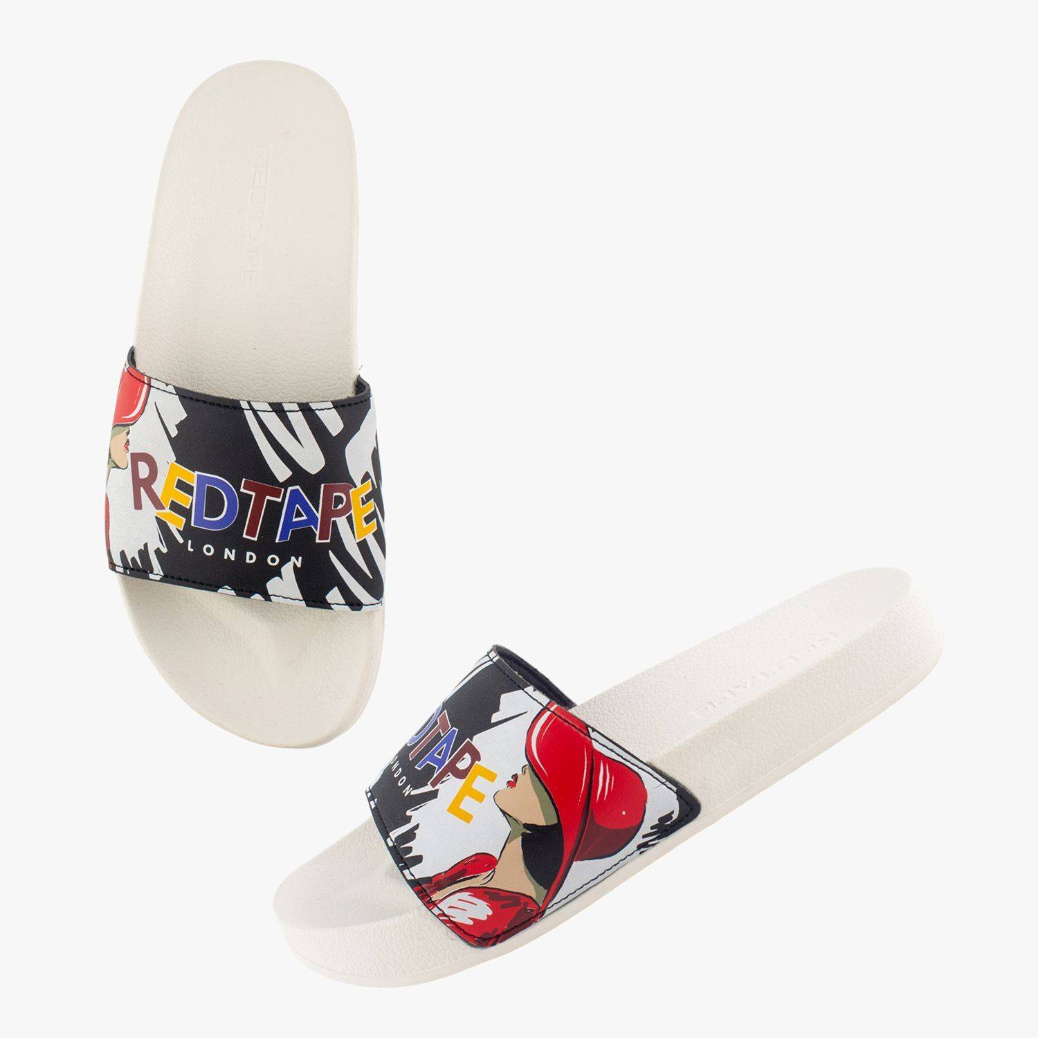 RED TAPE Women Slides (White , 4)