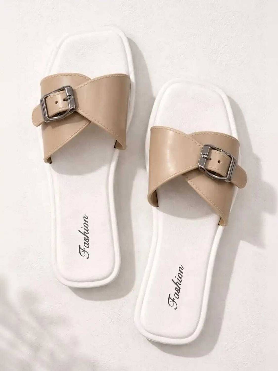 Layasa Women Beige Slides - Image 4