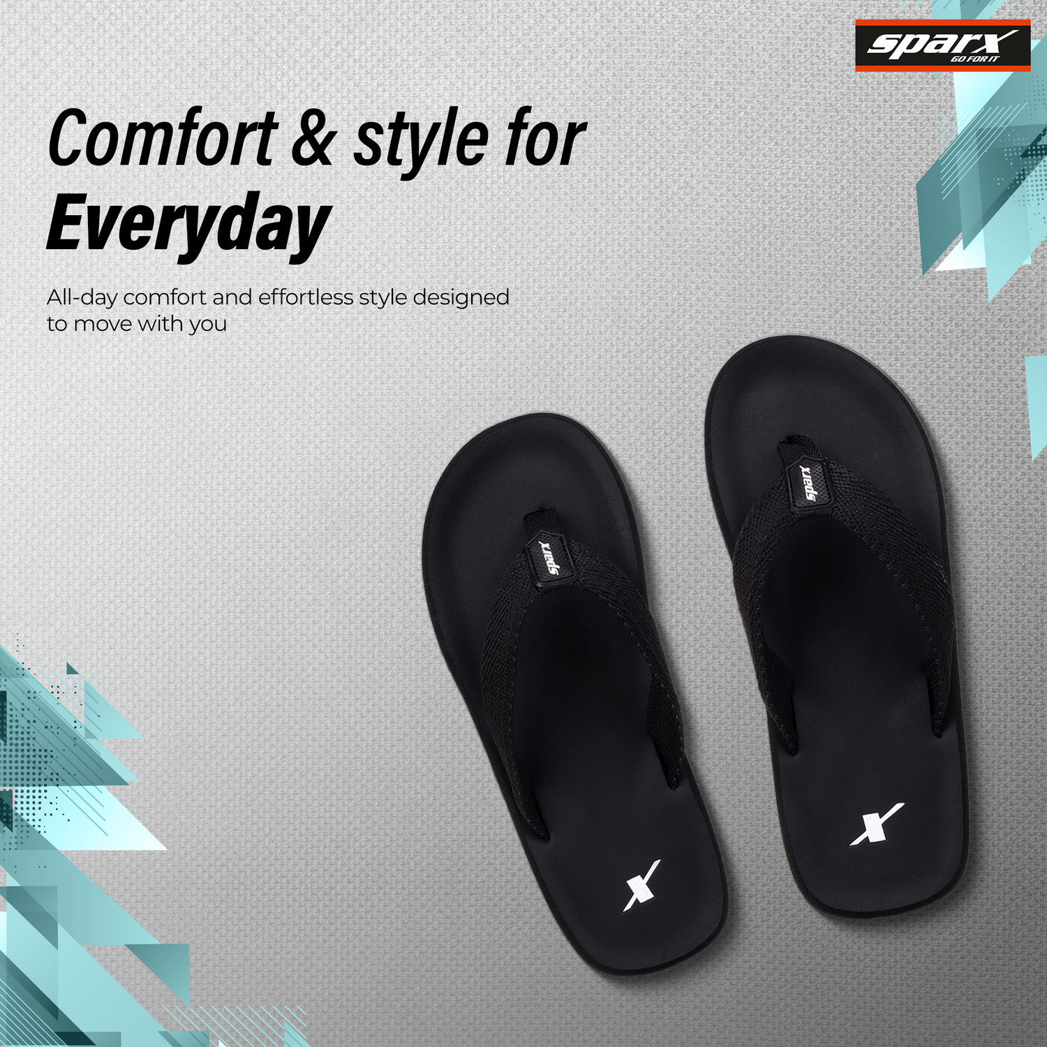 Image of Sparx Men Flip Flops (Black, White, 6)
