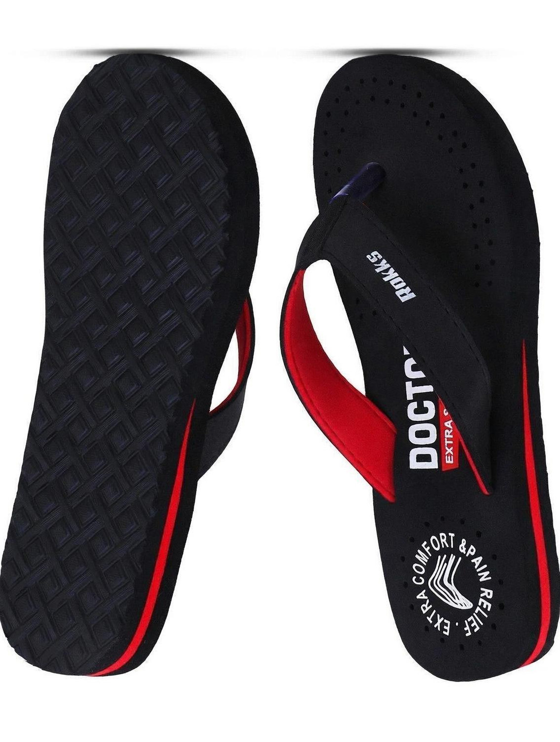 Image of ROKKS Women's Premium Slippers | Lightweight, Washable & Comfortable Women Flip Flops (Black, 6)