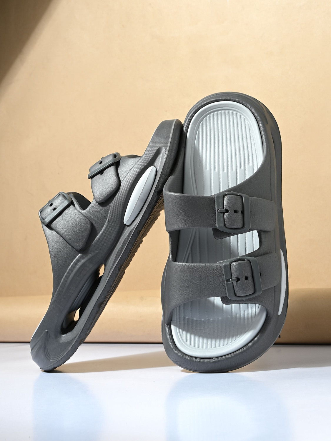 Image of Doctor Health Super Soft Men EVA Double Strap Sandals|Adjustable Buckle|Lightweight Anti-Slip Slippers Flip Flops