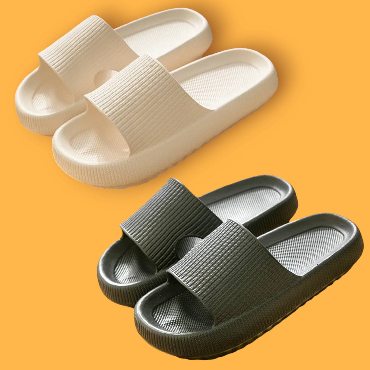 Image of Fuliva Men Slides (White, Grey, 7)