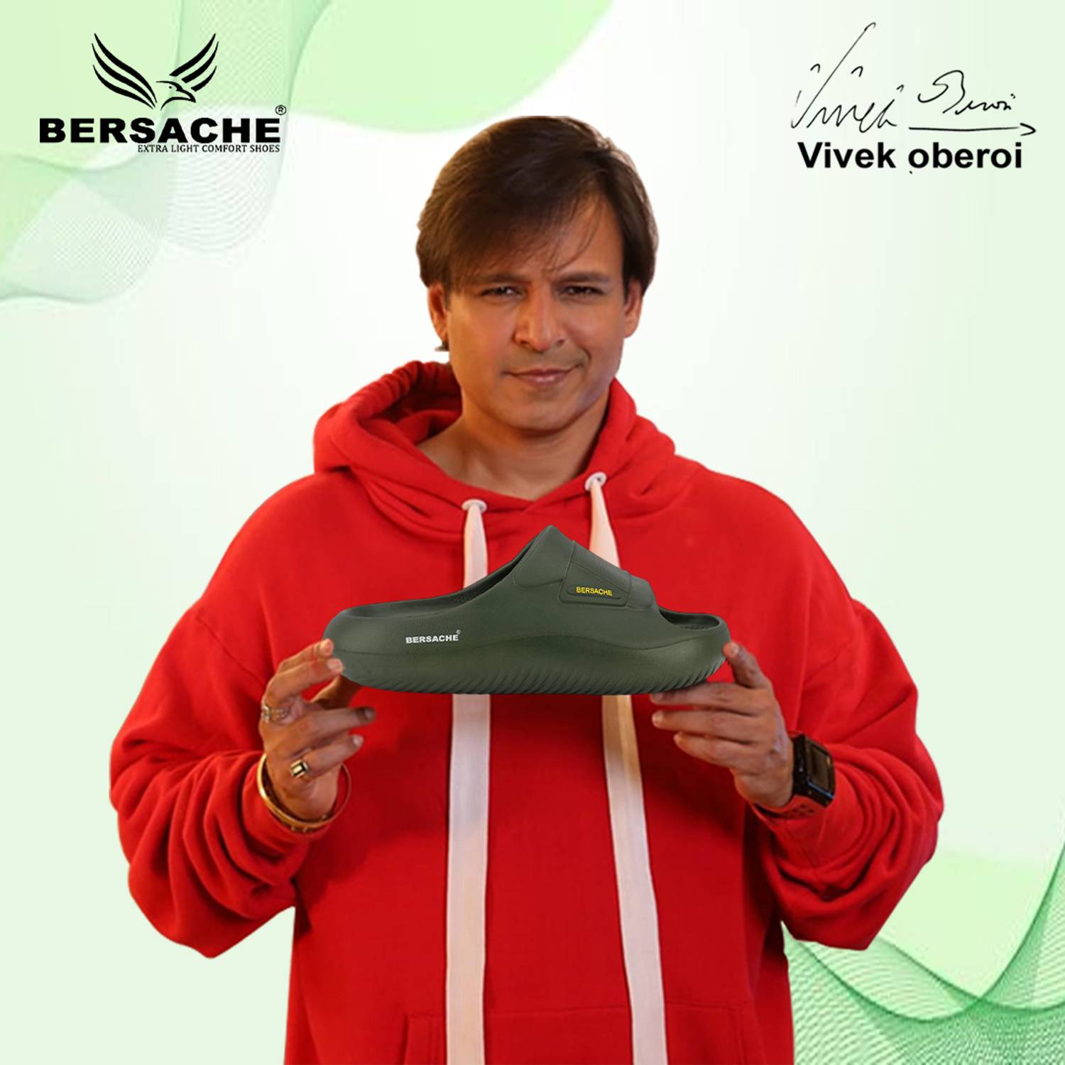 BERSACHE Men Green Slides - Image 2