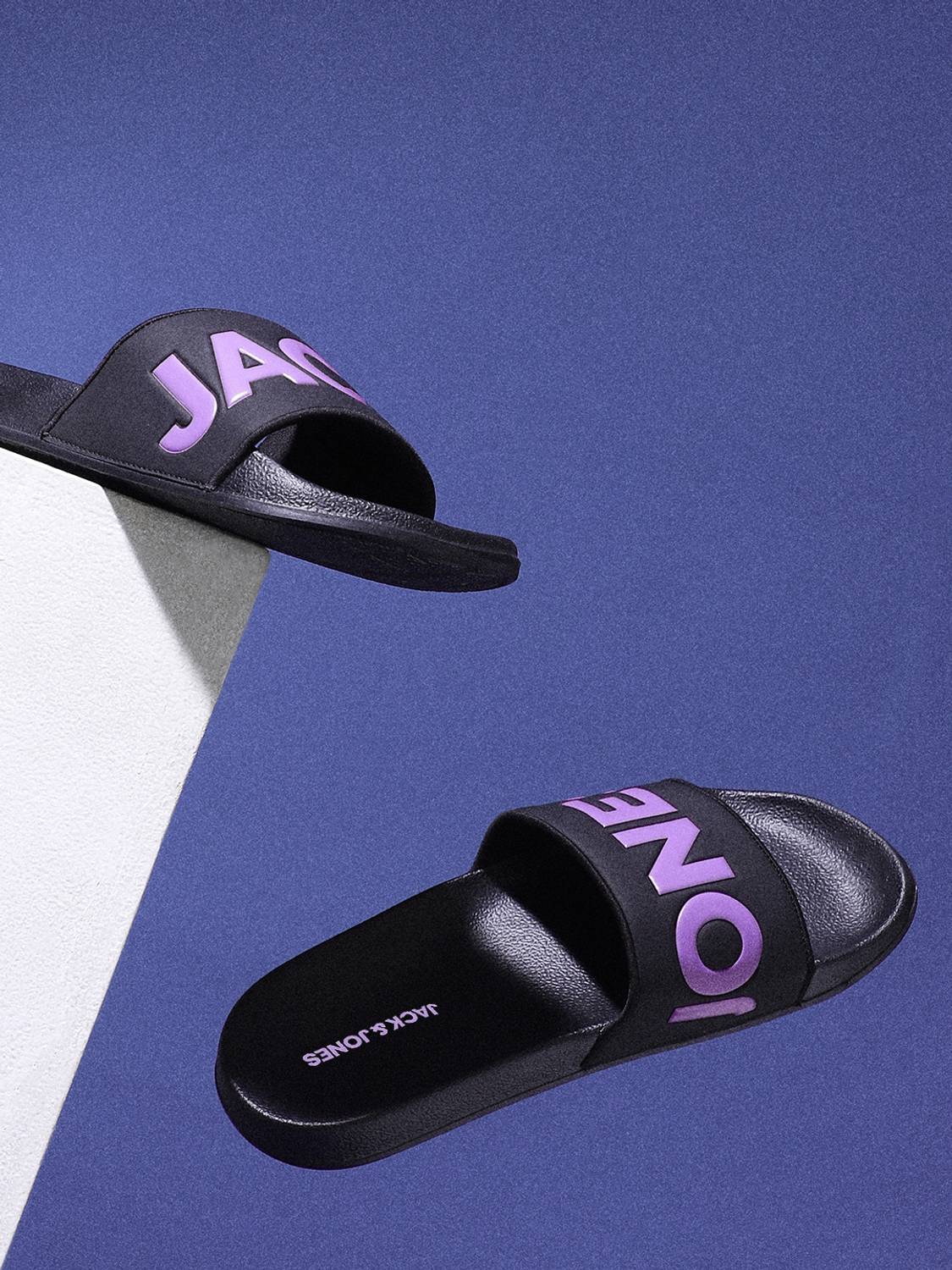 JACK & JONES Men Black Slides - Image 1