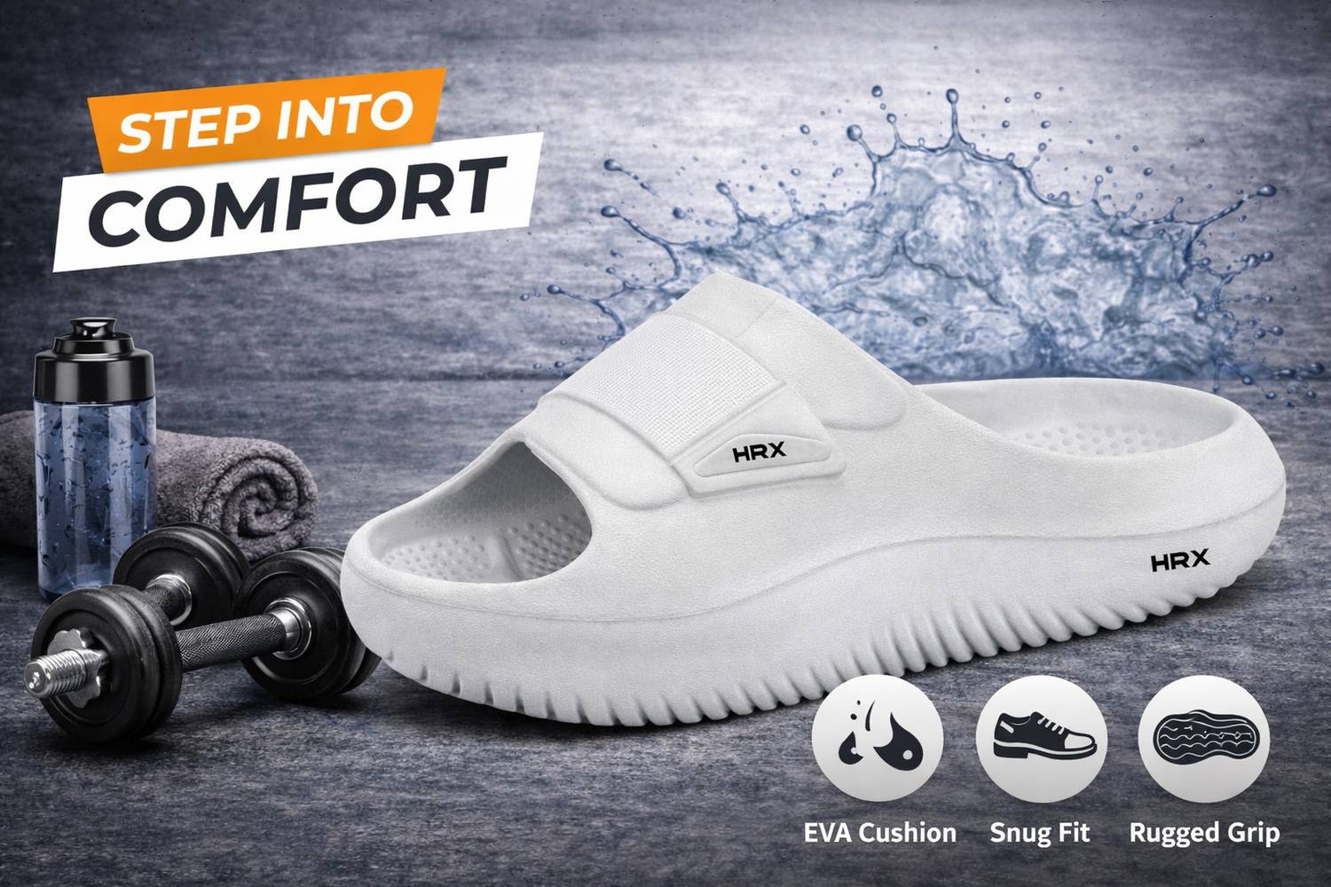 HRX by Hrithik Roshan Men Slippers Gray - Image 3