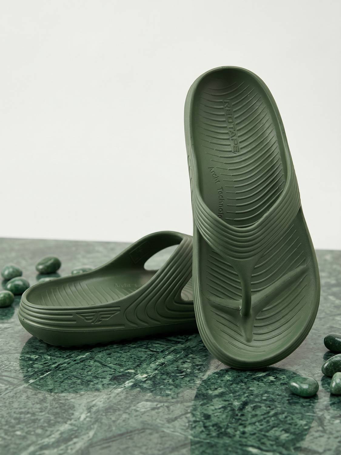 RED TAPE Men Flip Flops (Olive , 10)