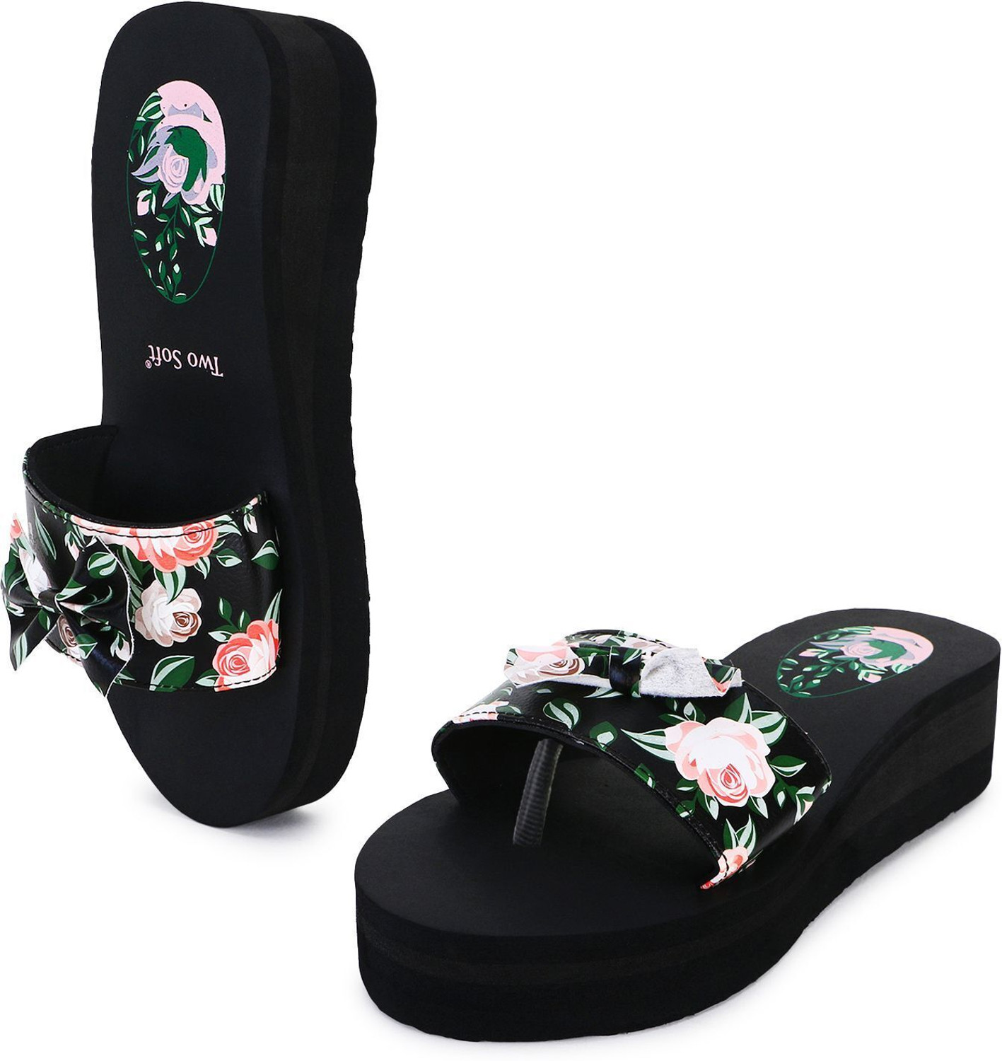 Image of TWO SOFT Women Pack Of 2 Combo Stylish Extra Comfort Lightweight Dailywear Used Slippers