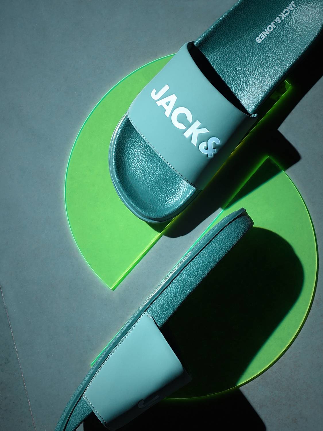 JACK & JONES Men Green Slides - Image 1