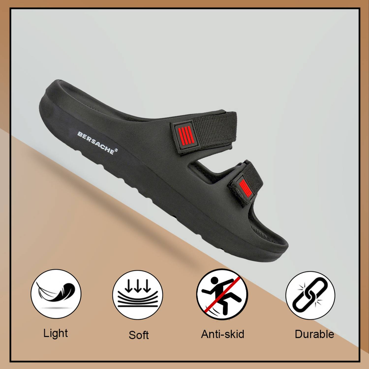 BERSACHE Men Slides Black - Image 4
