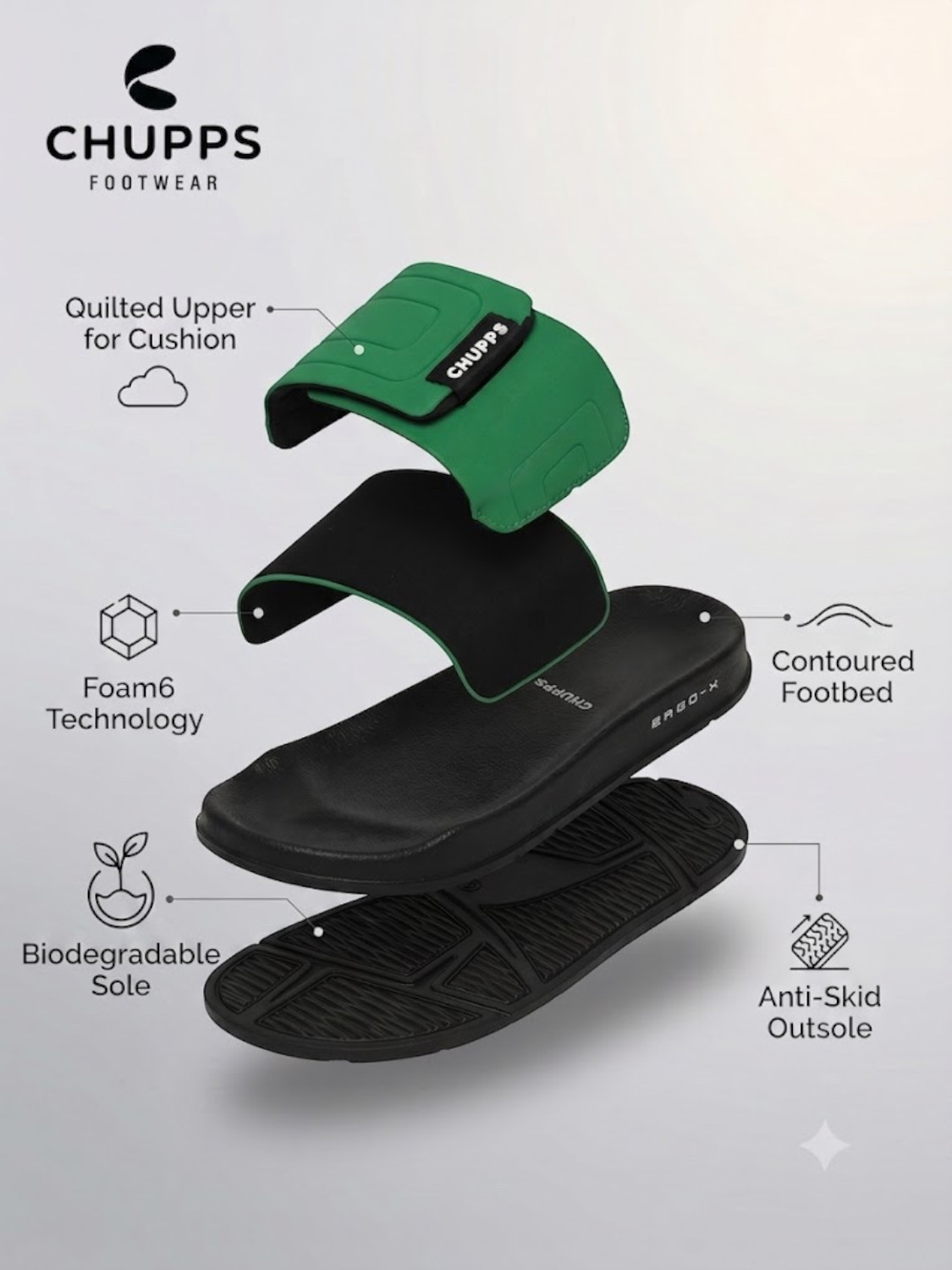 Image of Chupps Women Quilt Bloom Orthopaedic Responsive Cushioning Slides