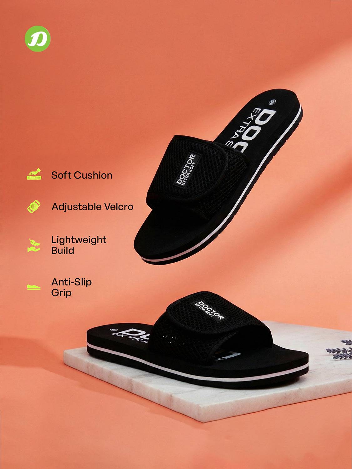 Doctor Extra Soft Women Velcro Adjustable Slides - Image 2