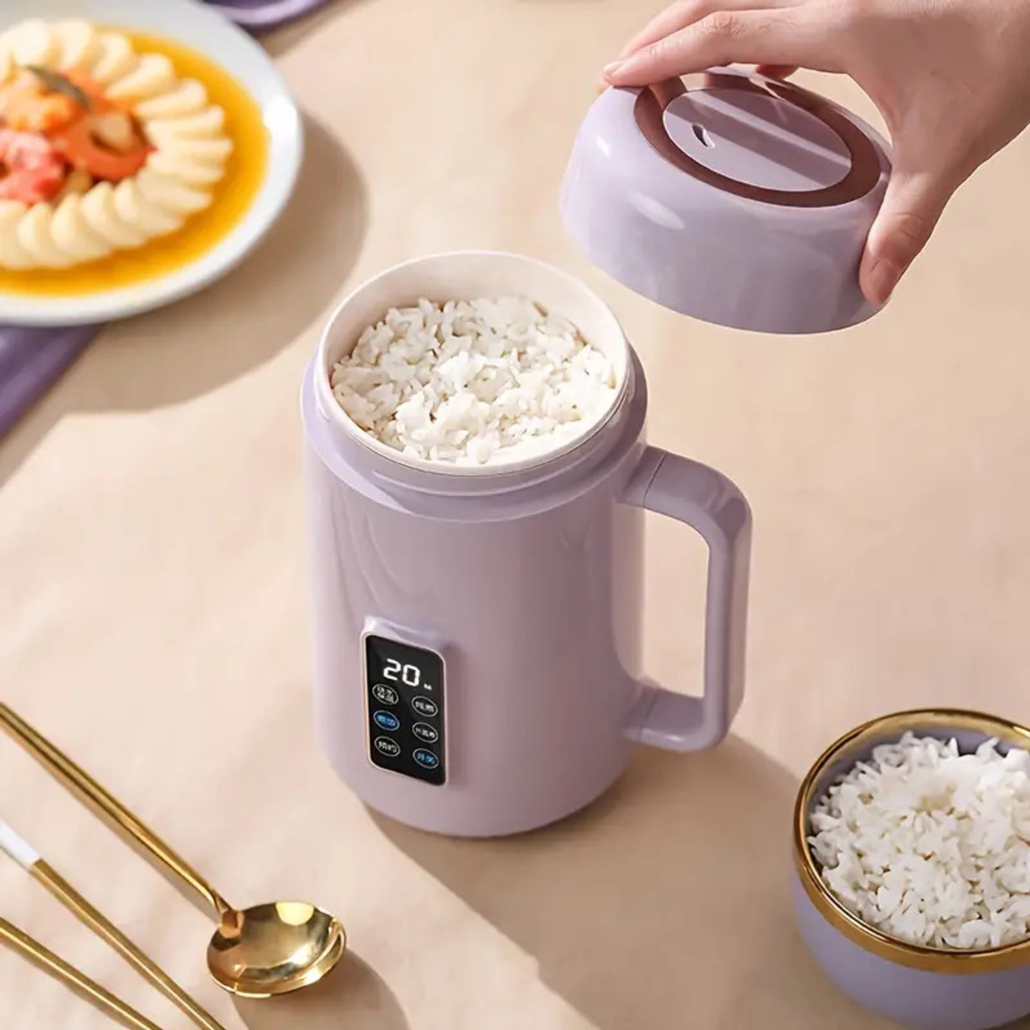 Image of Kinzilla Electric Personal Portable Mini Travel Rice Cooker Stewing Soup Heating Cup Slow Cooker