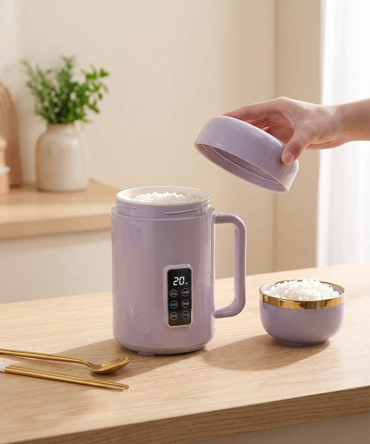 Image of Kinzilla Electric Personal Portable Mini Travel Rice Cooker Stewing Soup Heating Cup Slow Cooker