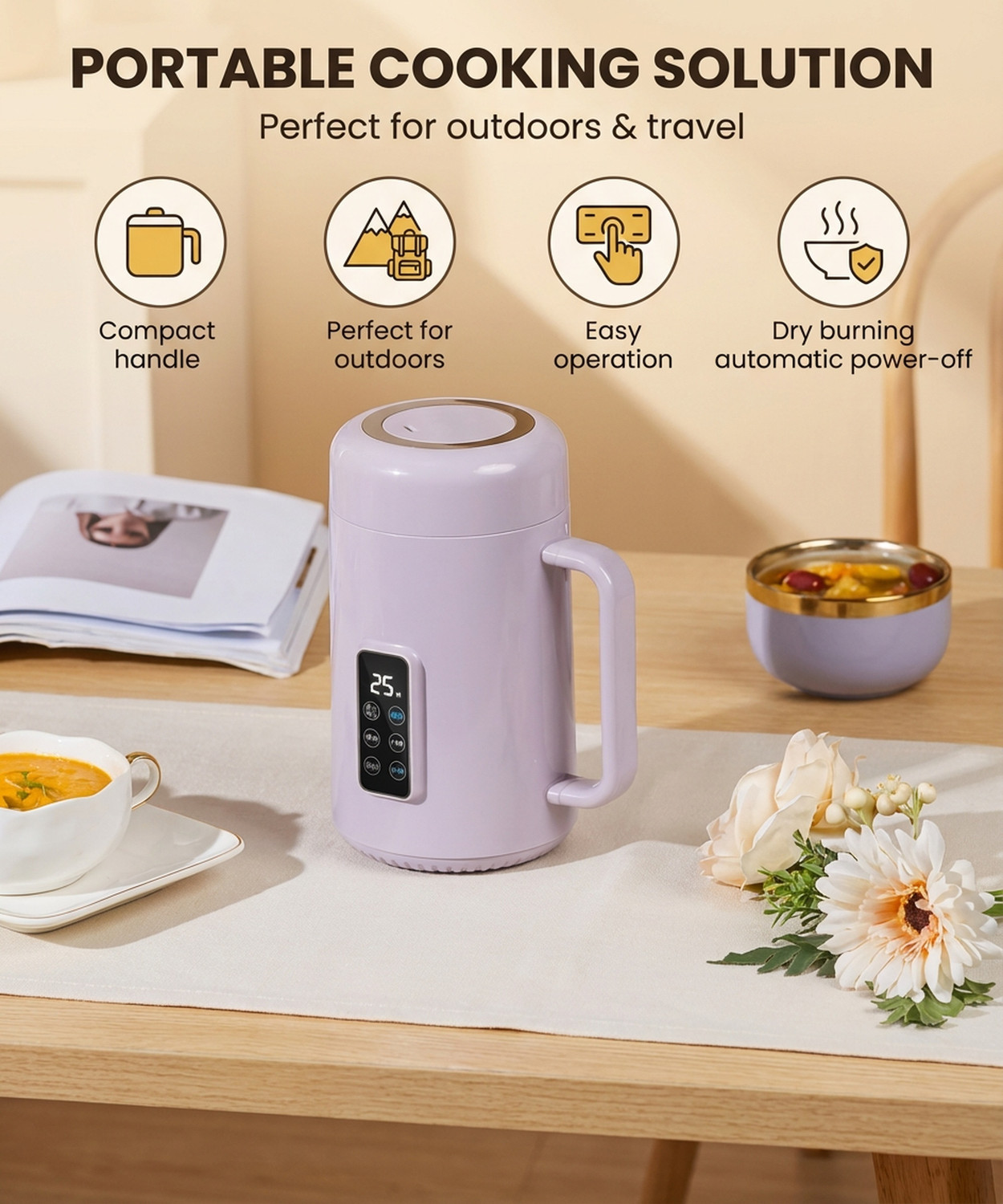 Image of Kinzilla Electric Personal Portable Mini Travel Rice Cooker Stewing Soup Heating Cup Slow Cooker