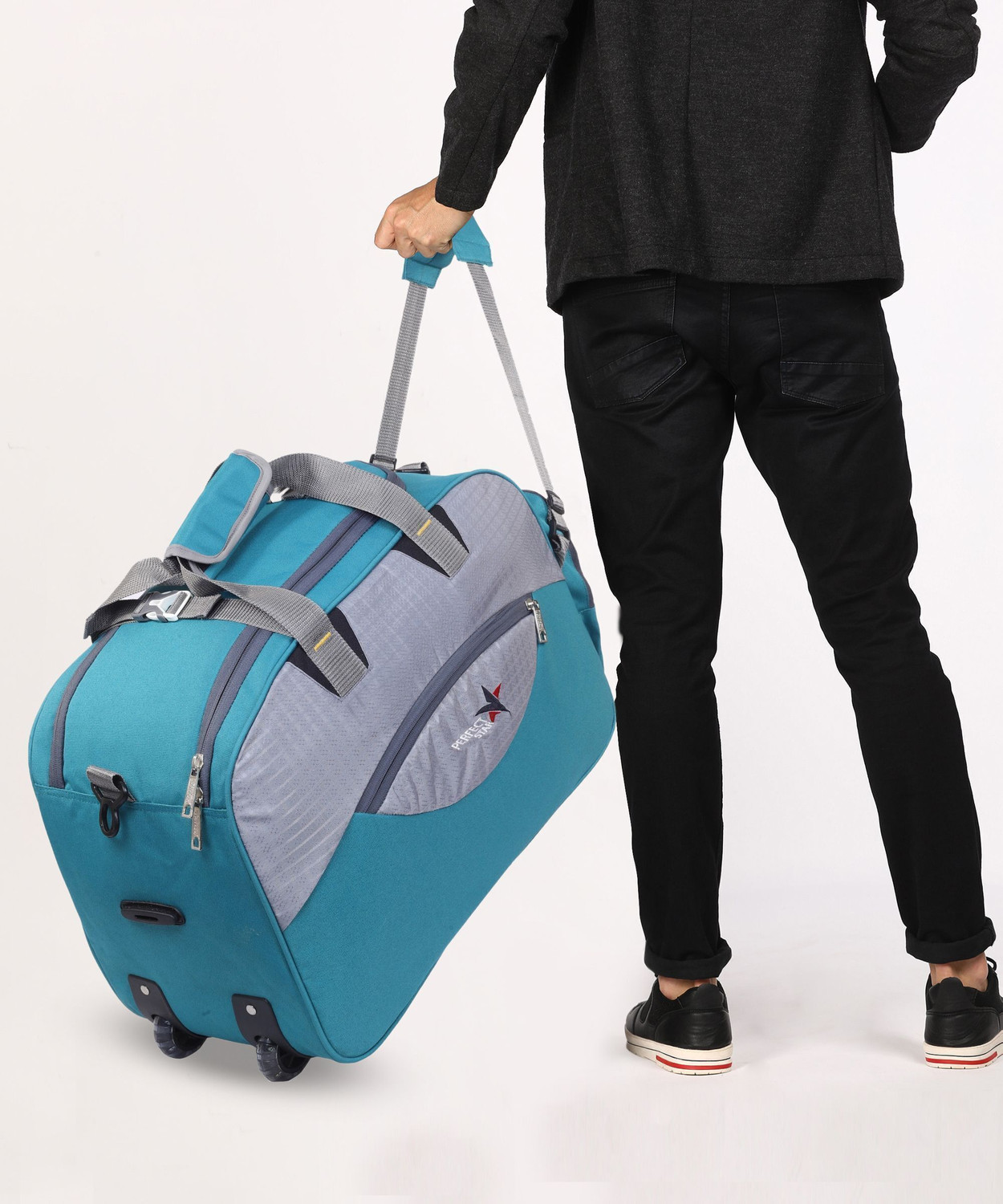 Image of PERFECT STAR DUFFLE LUGGAGE TRAVEL HAVY DUTY AIR BAG NEW STYLISH DUFFEL BAGS BLACK BLUE Small Travel Bag - Medium