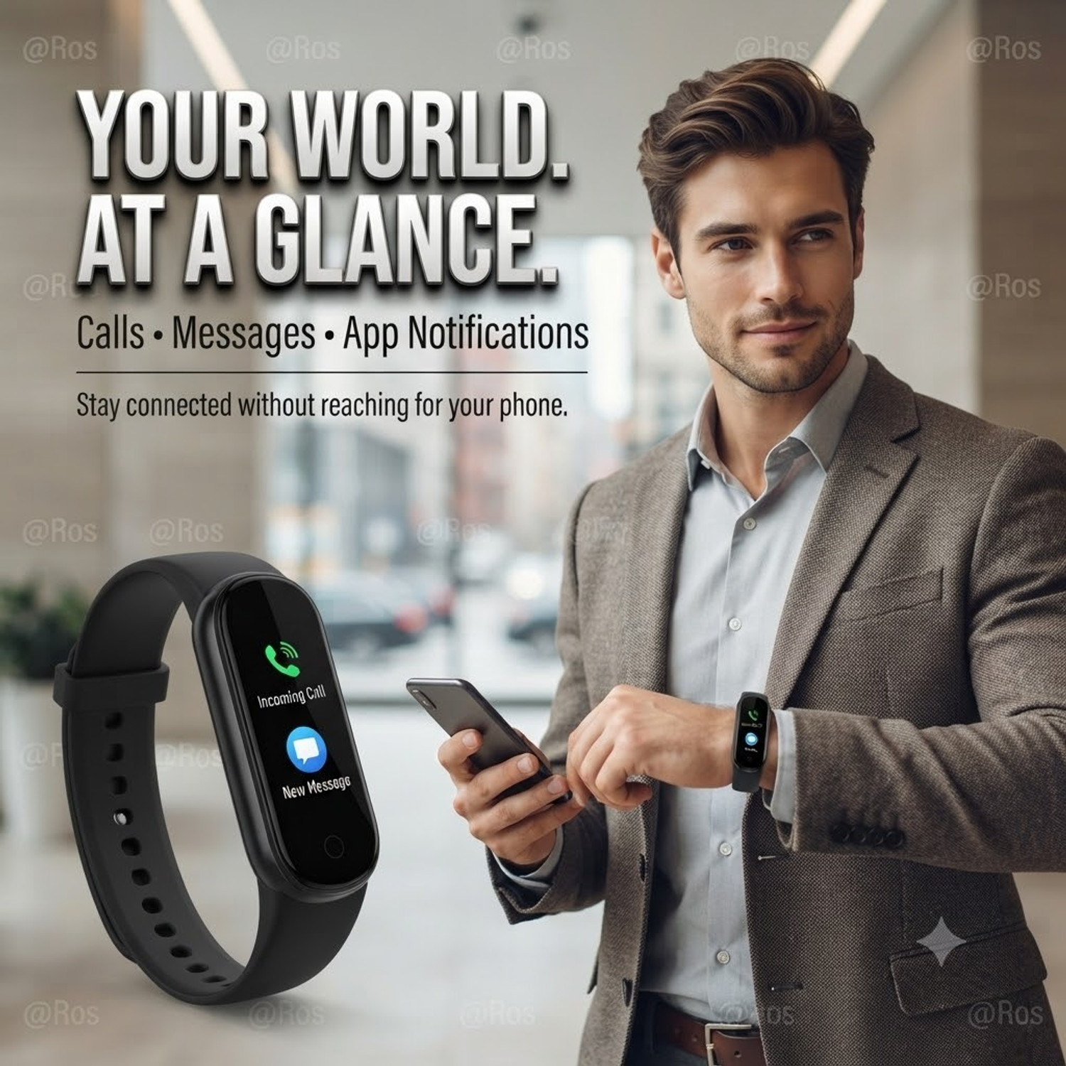 Image of DRUMSTONE Smart Wrist Band with Touch Display, Comfortable Strap, Daily Activity Tracking (Multicolor Strap, Size : Free)