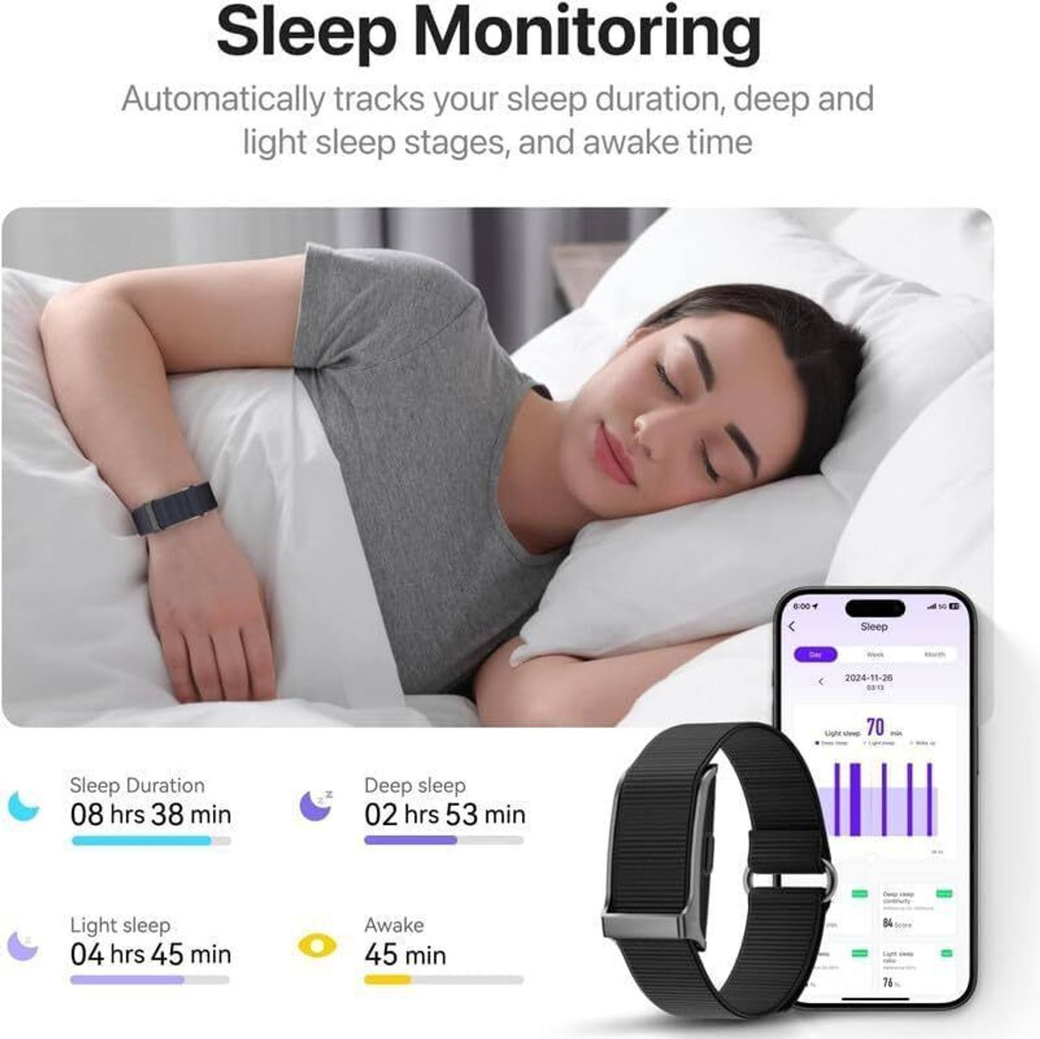 Image of StyleOxx Q2 Fitness Tracker, Heart Rate Tracking, Sleep & Stress Tracking with Free App