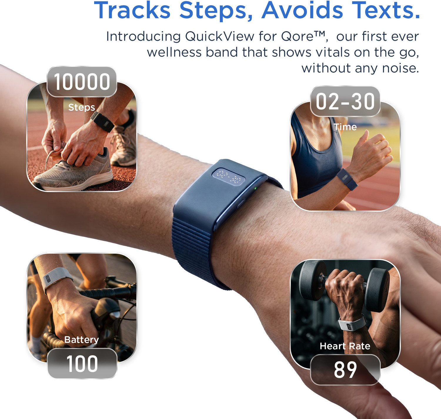Image of Pebble Qore View Wellness Band |30-Day Battery,HRV,Sleep Tracking, No Subscription Fees