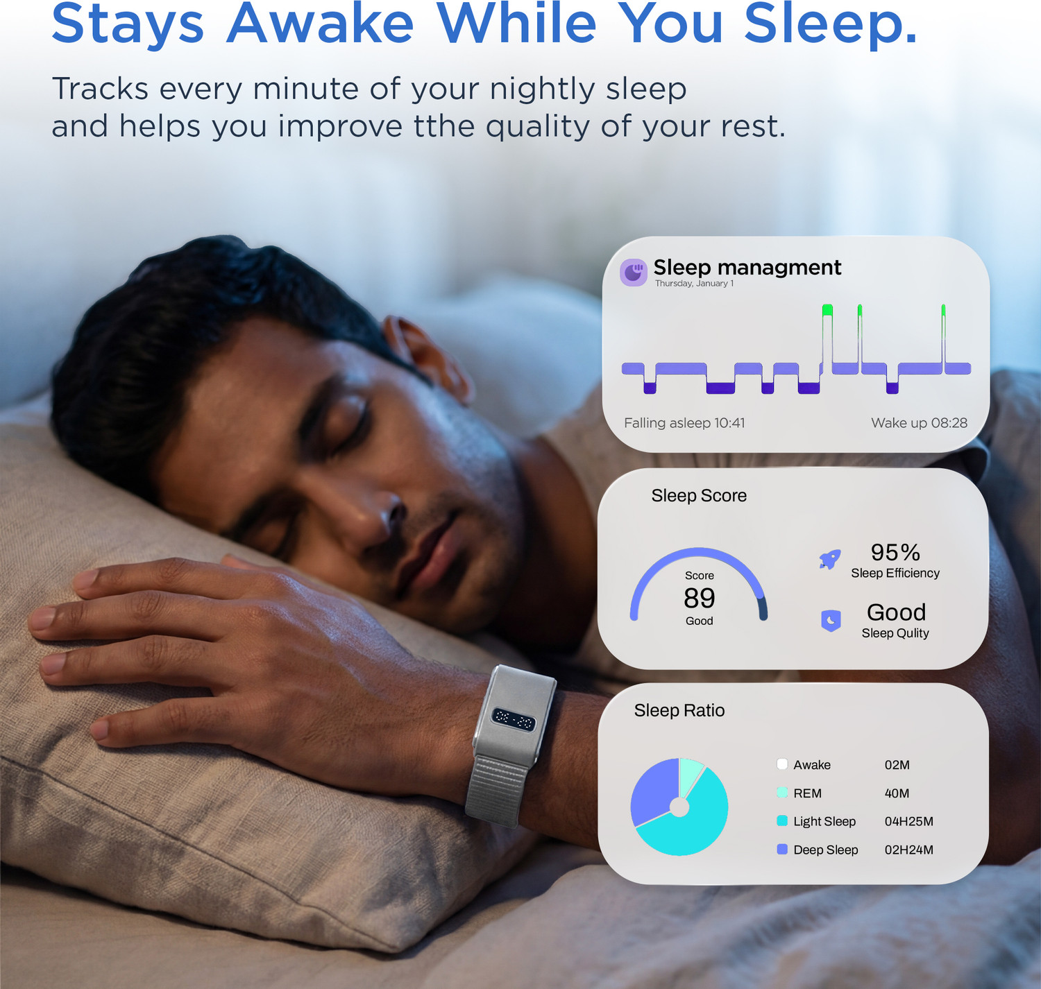 Image of Pebble Qore View Wellness Band |30-Day Battery,HRV,Sleep Tracking, No Subscription Fees